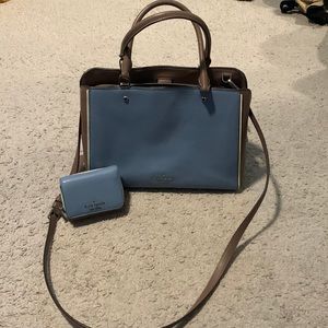 Kate Spade Blue and Brown Handbag/Wallet Bundle